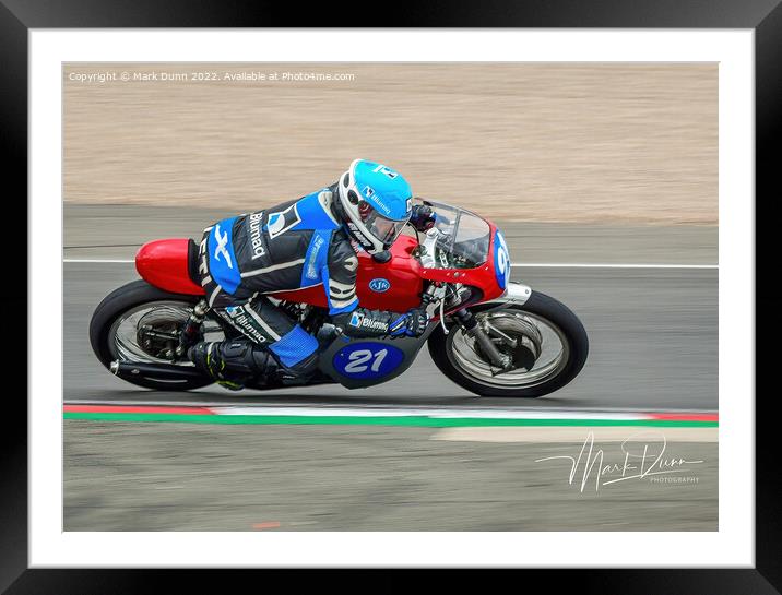 classic motorcycle on a track Framed Mounted Print by Mark Dunn