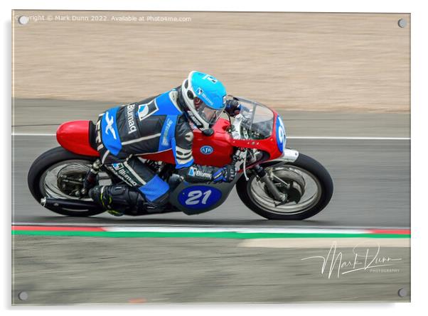 classic motorcycle on a track Acrylic by Mark Dunn