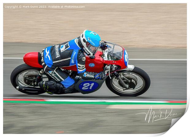 classic motorcycle on a track Print by Mark Dunn