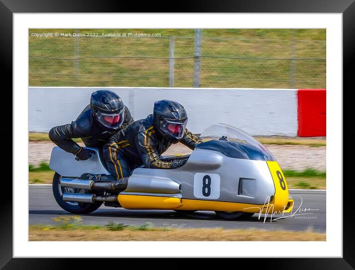classic racing sidecar on a track Framed Mounted Print by Mark Dunn