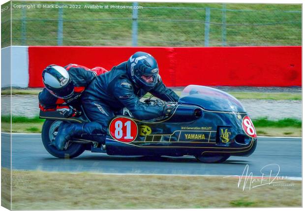 classic racing sidecar on a track Canvas Print by Mark Dunn