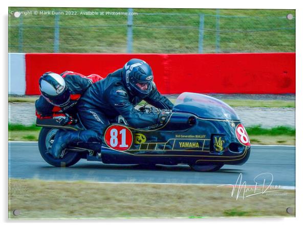 classic racing sidecar on a track Acrylic by Mark Dunn