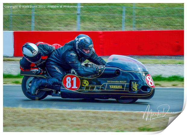 classic racing sidecar on a track Print by Mark Dunn