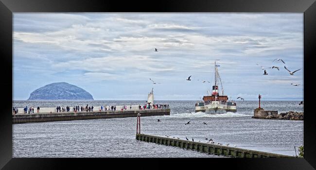 Paddle steamer Waverley reversing out of Girvan Framed Print by Allan Durward Photography