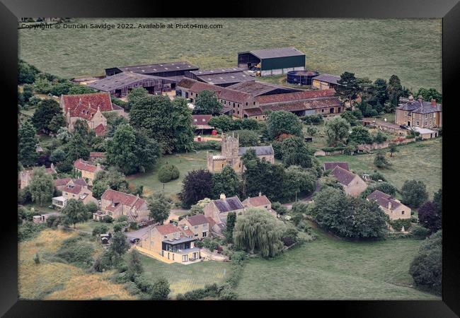 Englishcombe village from the air Framed Print by Duncan Savidge