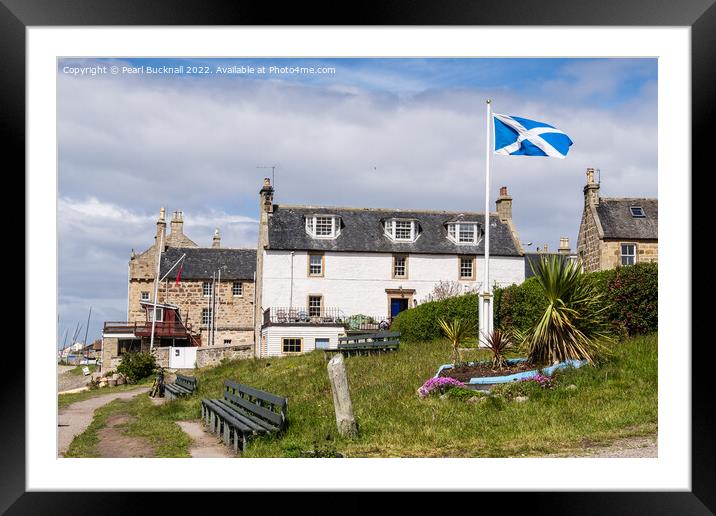 Scottish Flag in Findhorn Village Scotland Framed Mounted Print by Pearl Bucknall