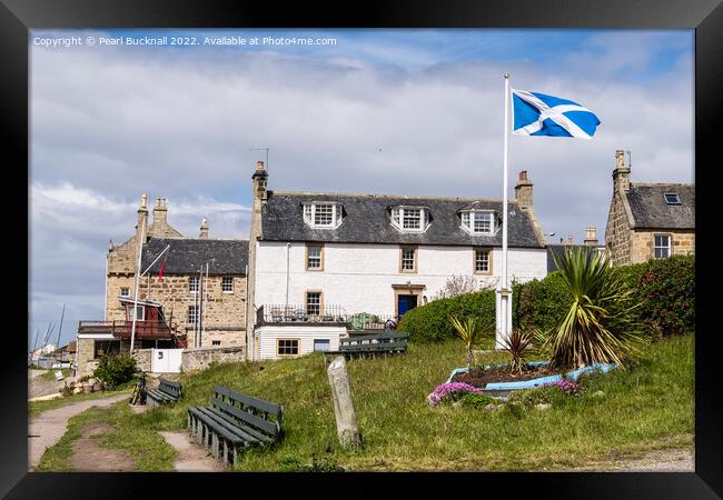 Scottish Flag in Findhorn Village Scotland Framed Print by Pearl Bucknall