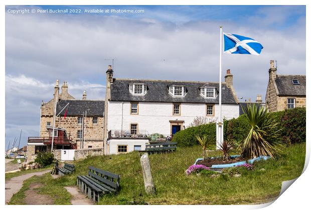 Scottish Flag in Findhorn Village Scotland Print by Pearl Bucknall