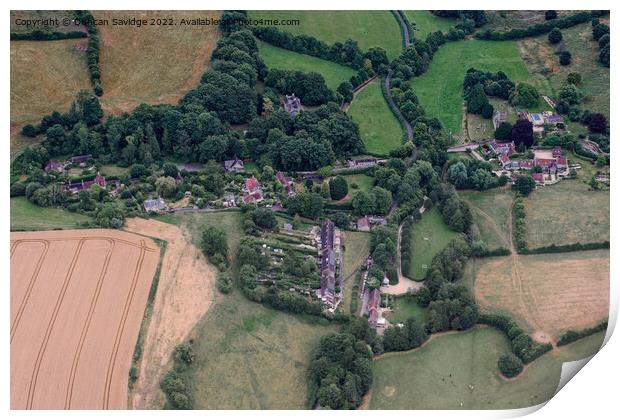 Dunkerton Village from the air Print by Duncan Savidge