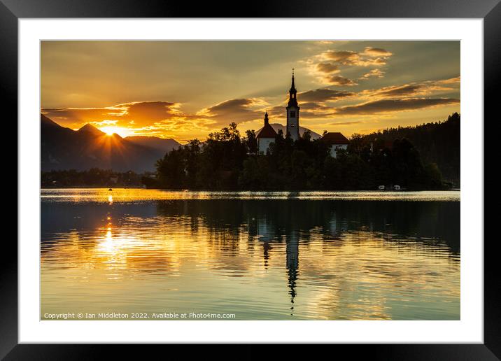 Sunrise at Lake Bled Framed Mounted Print by Ian Middleton