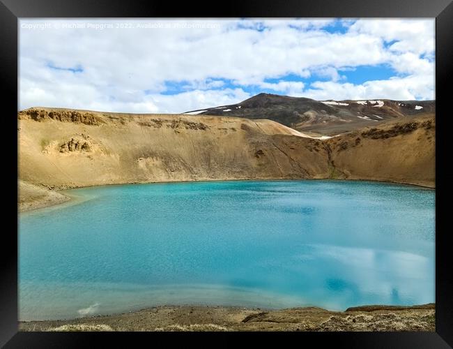 The crystal clear deep blue lake Krafla on Iceland. Framed Print by Michael Piepgras