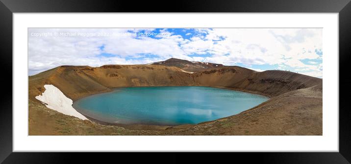 The crystal clear deep blue lake Krafla on Iceland. Framed Mounted Print by Michael Piepgras