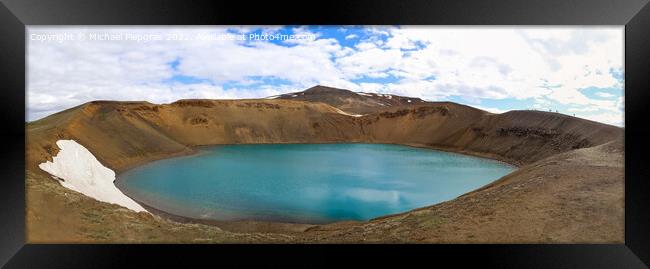 The crystal clear deep blue lake Krafla on Iceland. Framed Print by Michael Piepgras