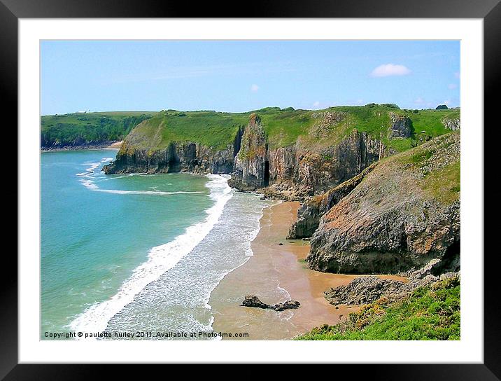 Smugglers Cove.Lydstep.Tenby. Framed Mounted Print by paulette hurley
