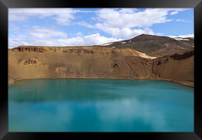 The crystal clear deep blue lake Krafla on Iceland. Framed Print by Michael Piepgras