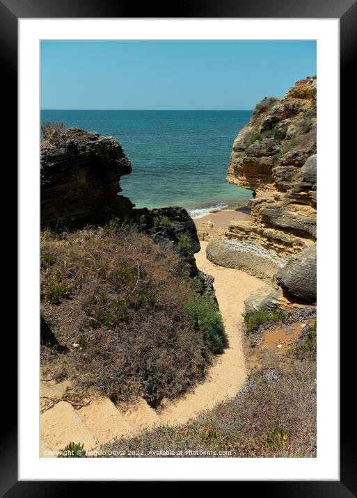 Stairs to Gorgeous Beach in Olhos de Agua. Algarve Framed Mounted Print by Angelo DeVal