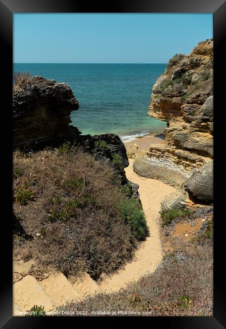 Stairs to Gorgeous Beach in Olhos de Agua. Algarve Framed Print by Angelo DeVal