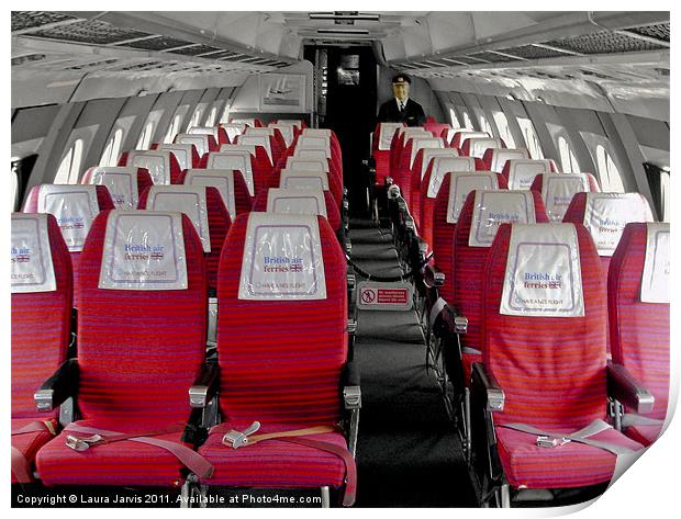 Seats inside Vickers Viscount Airplane Print by Laura Jarvis