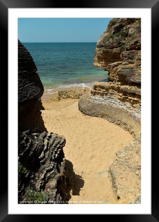 Secret Beach in Olhos de Agua. Algarve Framed Mounted Print by Angelo DeVal