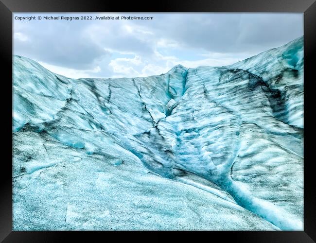 Close-up view of the blue ice on the jokulsarlon glacier in Icel Framed Print by Michael Piepgras