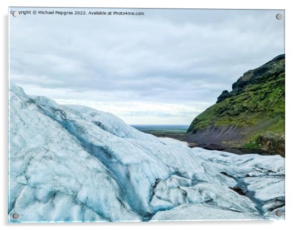 Close-up view of the blue ice on the jokulsarlon glacier in Icel Acrylic by Michael Piepgras