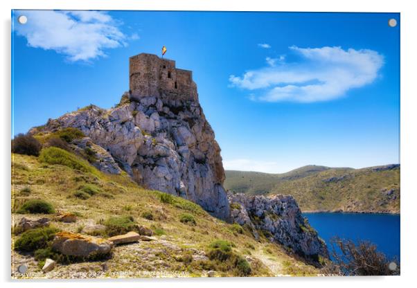 Octagonal Tower of Cabrera Castle - CR2204-7334-OR Acrylic by Jordi Carrio