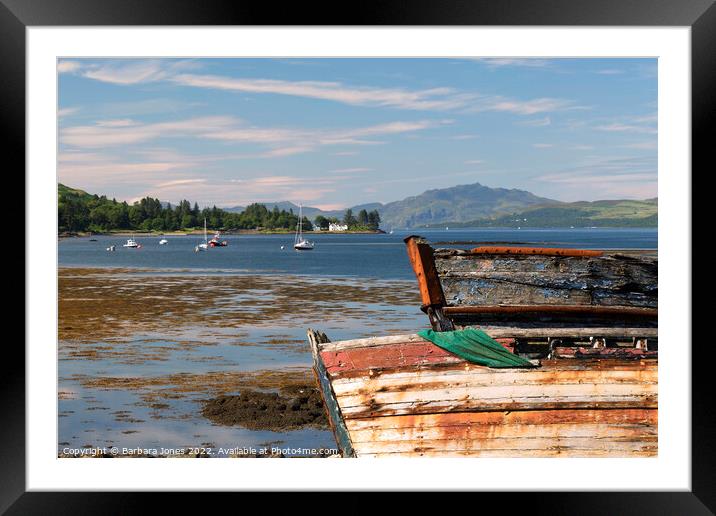 Sound of Mull Abandoned Boats Salen Scotland. Framed Mounted Print by Barbara Jones