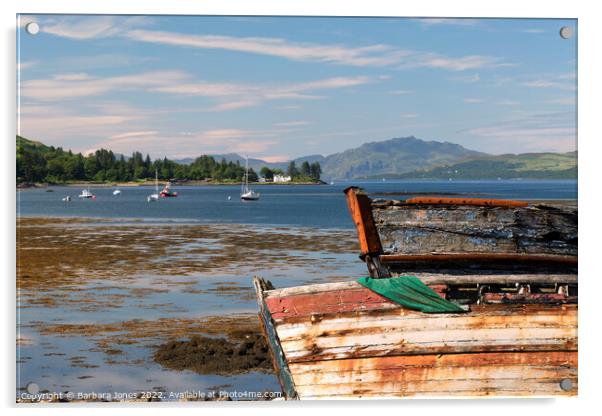Sound of Mull Abandoned Boats Salen Scotland. Acrylic by Barbara Jones