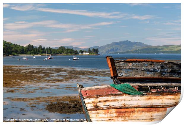 Sound of Mull Abandoned Boats Salen Scotland. Print by Barbara Jones