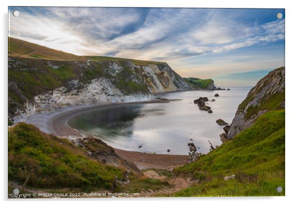 Dorset coast (Man o war beach) 742 Acrylic by PHILIP CHALK