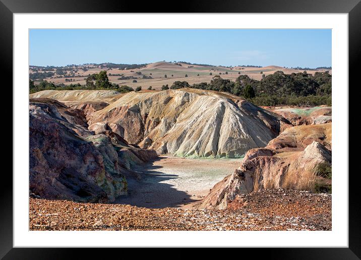 Worked out copper mine, Kapunda, South Australia Framed Mounted Print by Sally Wallis