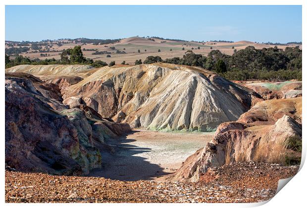 Worked out copper mine, Kapunda, South Australia Print by Sally Wallis