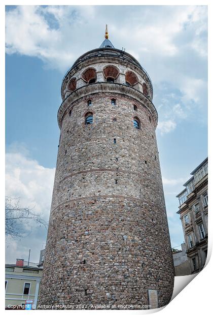 Istanbul Galata Tower Looking Up Print by Antony McAulay