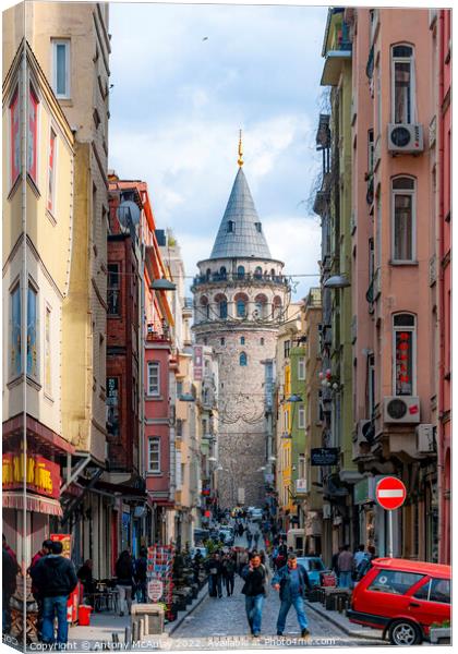 Istanbul Galata Tower Street View Canvas Print by Antony McAulay