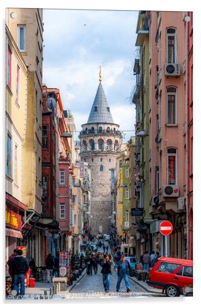 Istanbul Galata Tower Street View Acrylic by Antony McAulay