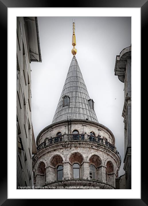 Istanbul Galata Tower Top Framed Mounted Print by Antony McAulay