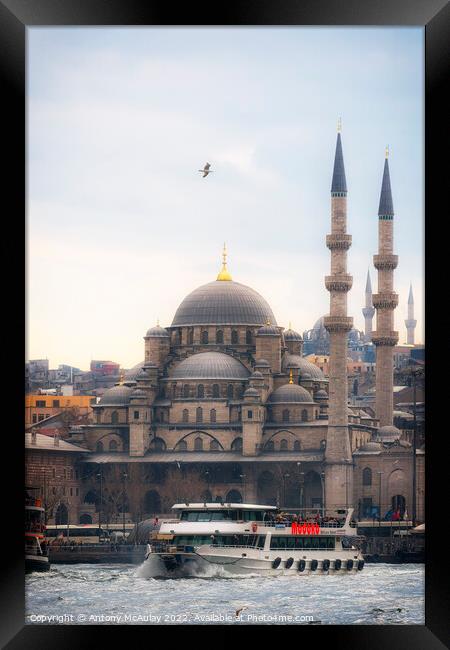 Istanbul Yeni Cami Mosque at Dusk Framed Print by Antony McAulay
