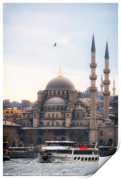Istanbul Yeni Cami Mosque at Dusk Print by Antony McAulay