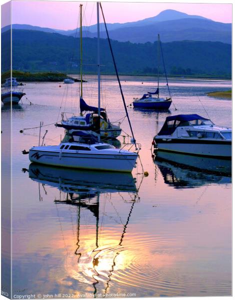 Sunset at Shell Island, Wales. (portrait) Canvas Print by john hill
