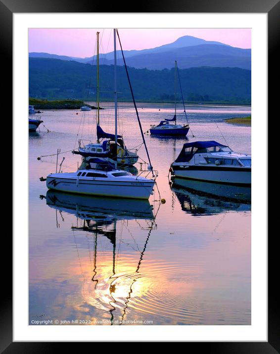 Sunset at Shell Island, Wales. (portrait) Framed Mounted Print by john hill