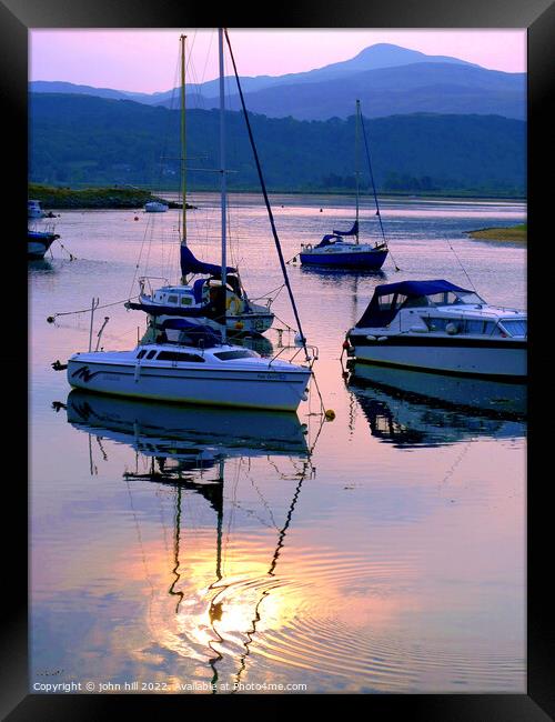 Sunset at Shell Island, Wales. (portrait) Framed Print by john hill