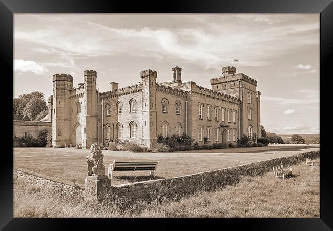 Chiddingstone castle in sepia tones  Framed Print by Dawn Cox
