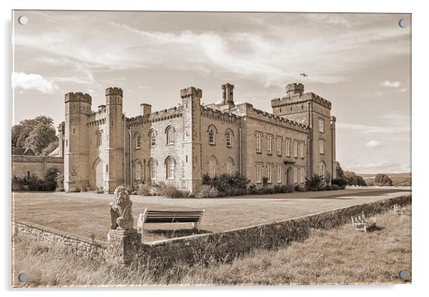 Chiddingstone castle in sepia tones  Acrylic by Dawn Cox