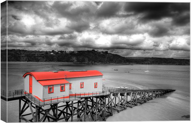 Old Tenby Lifeboat Station Colour Pop Canvas Print by Steve Purnell