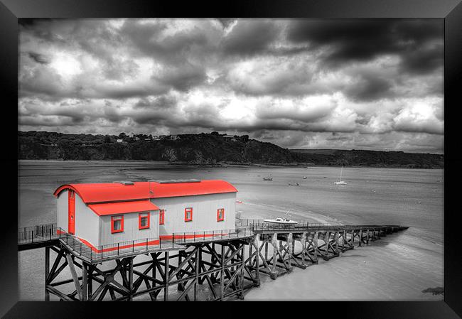 Old Tenby Lifeboat Station Colour Pop Framed Print by Steve Purnell
