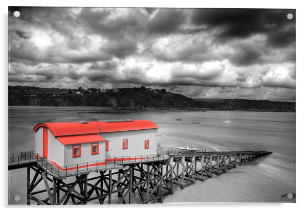Old Tenby Lifeboat Station Colour Pop Acrylic by Steve Purnell