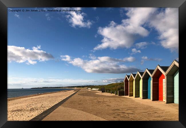 Blyth Beach Huts in August Sunshine Framed Print by Jim Jones