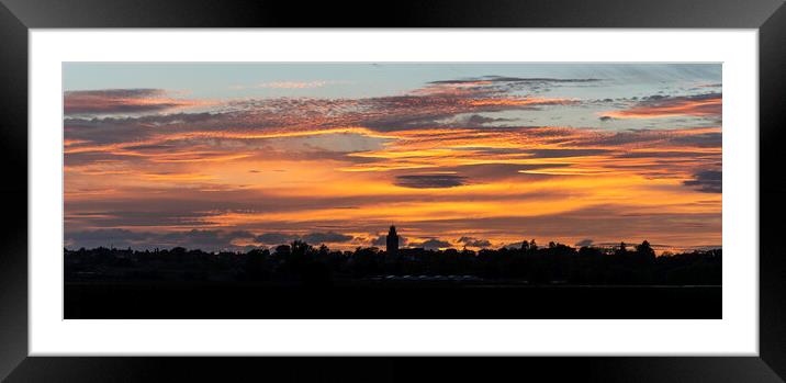 Sunset behind St Andrew's church, Sutton-in-the-Isle, Cambridges Framed Mounted Print by Andrew Sharpe
