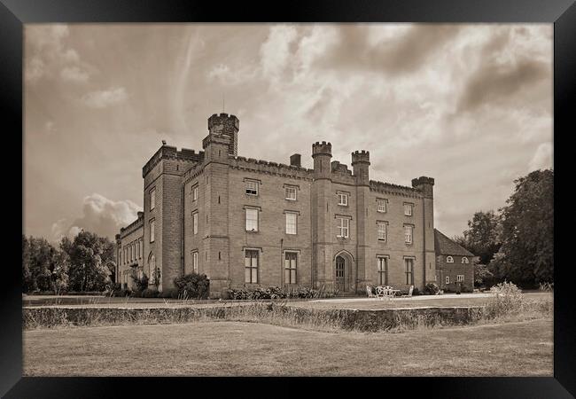 Chiddingstone castle in sepia tone Framed Print by Dawn Cox