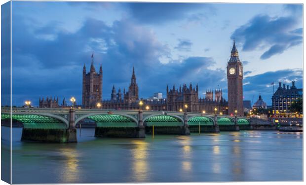 Westminster Bridge at twilight Canvas Print by Jason Wells